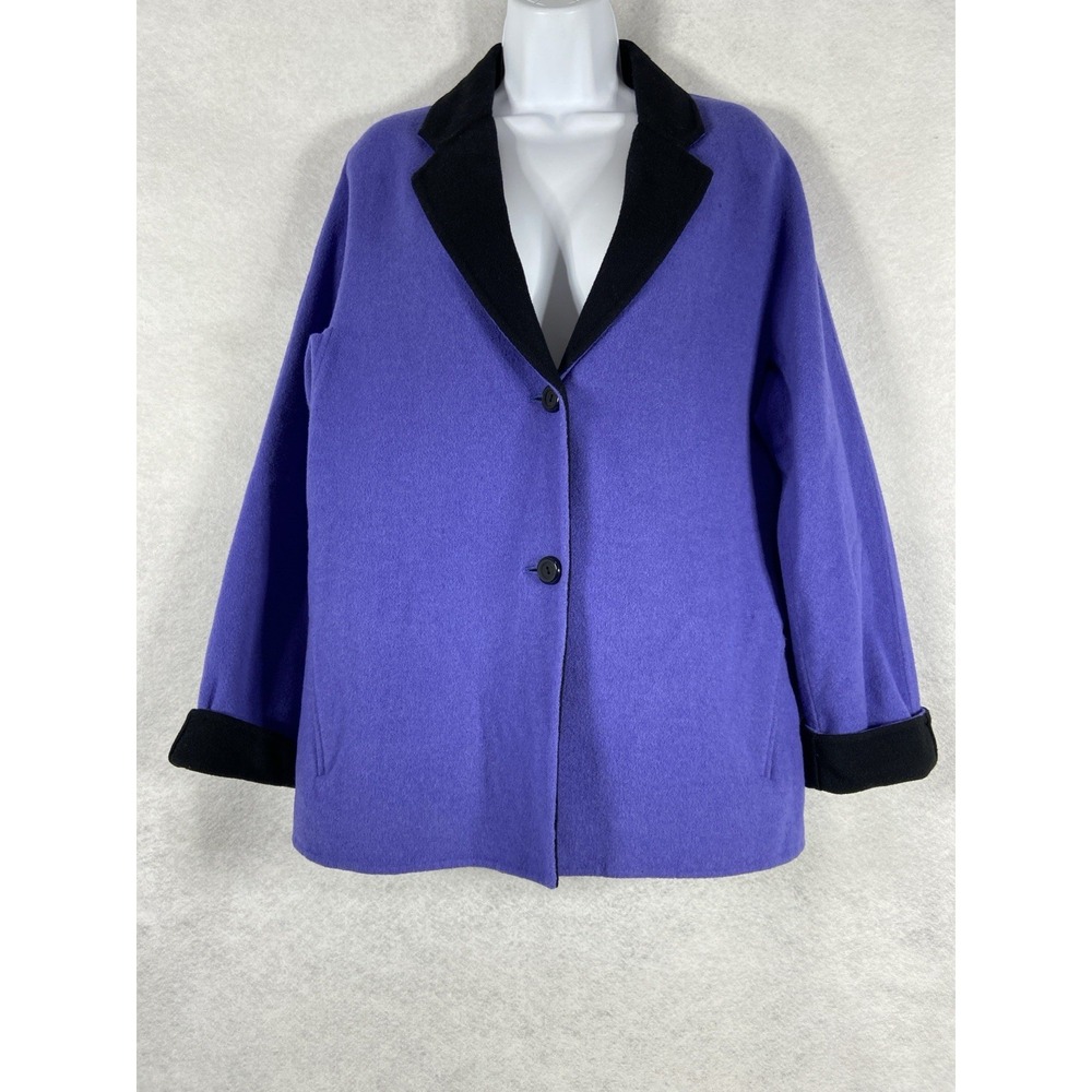 Carlisle Jacket Womens 8 Purple Black Wool Cashmere Blend Barn Long Sleeve